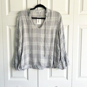 Waverly Grey Jennifer Grey White Plaid Long Sleeve Tp Women's Size Medium M